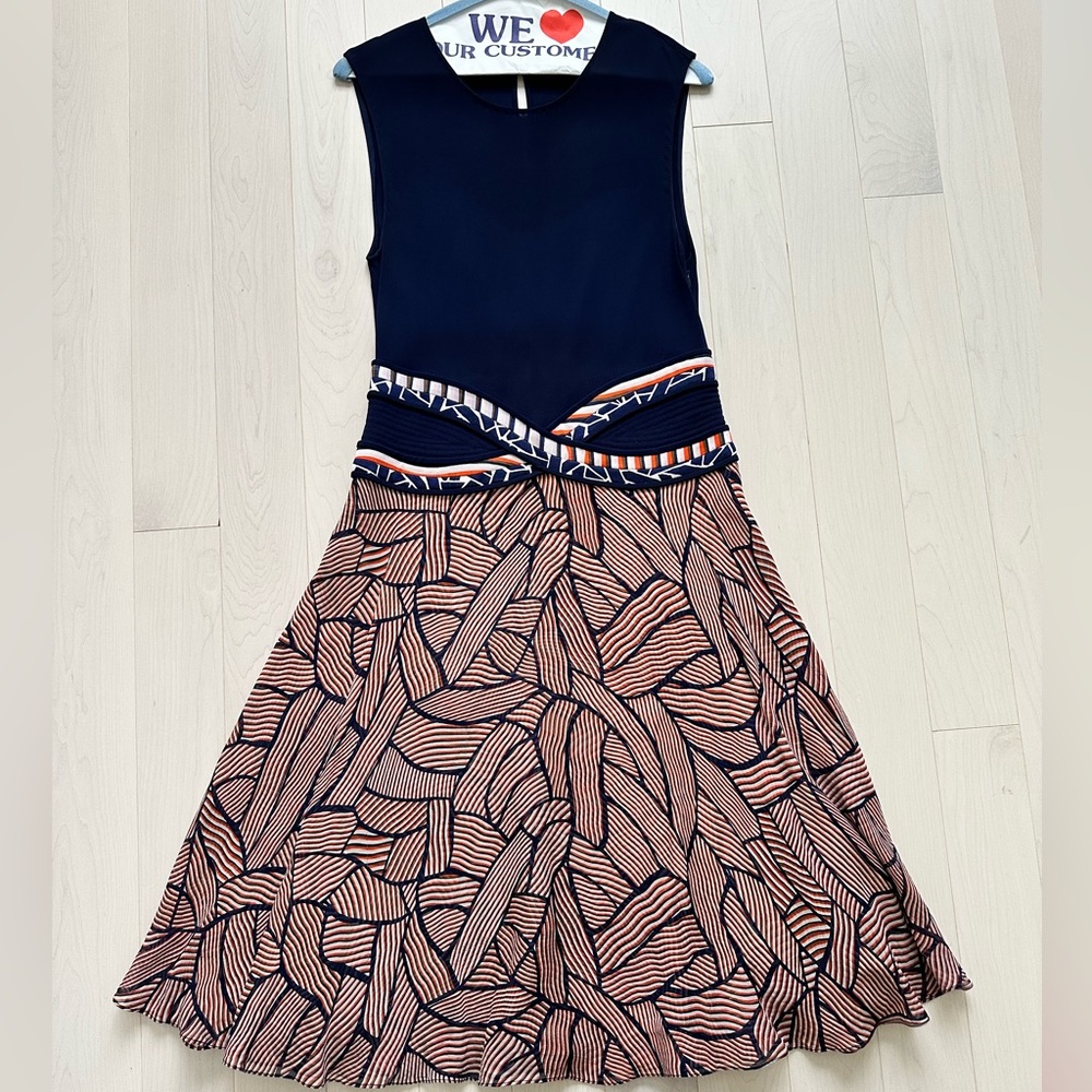 Diane Von Furstenberg Navy and Pink Midi Dress